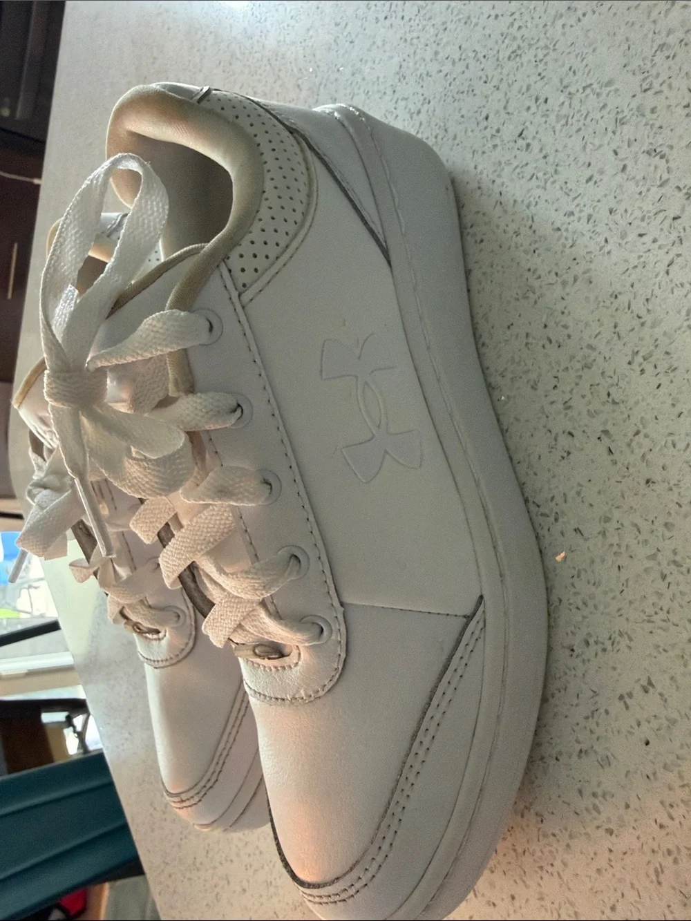 Under Armour White Kids Sneakers with Cream Trim